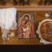 Holy Family icon, bread, veil, wedding